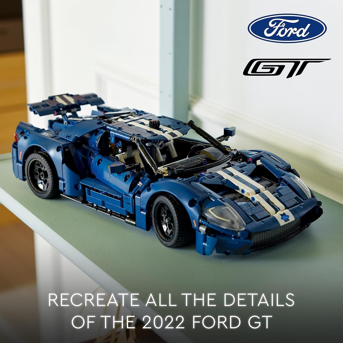Technic 2022 Ford GT Car Model Kit for Adults to Build, 1:12 Scale Supercar with Authentic Features, Advanced Building Set, Collectible Gift for Men & Women 42154