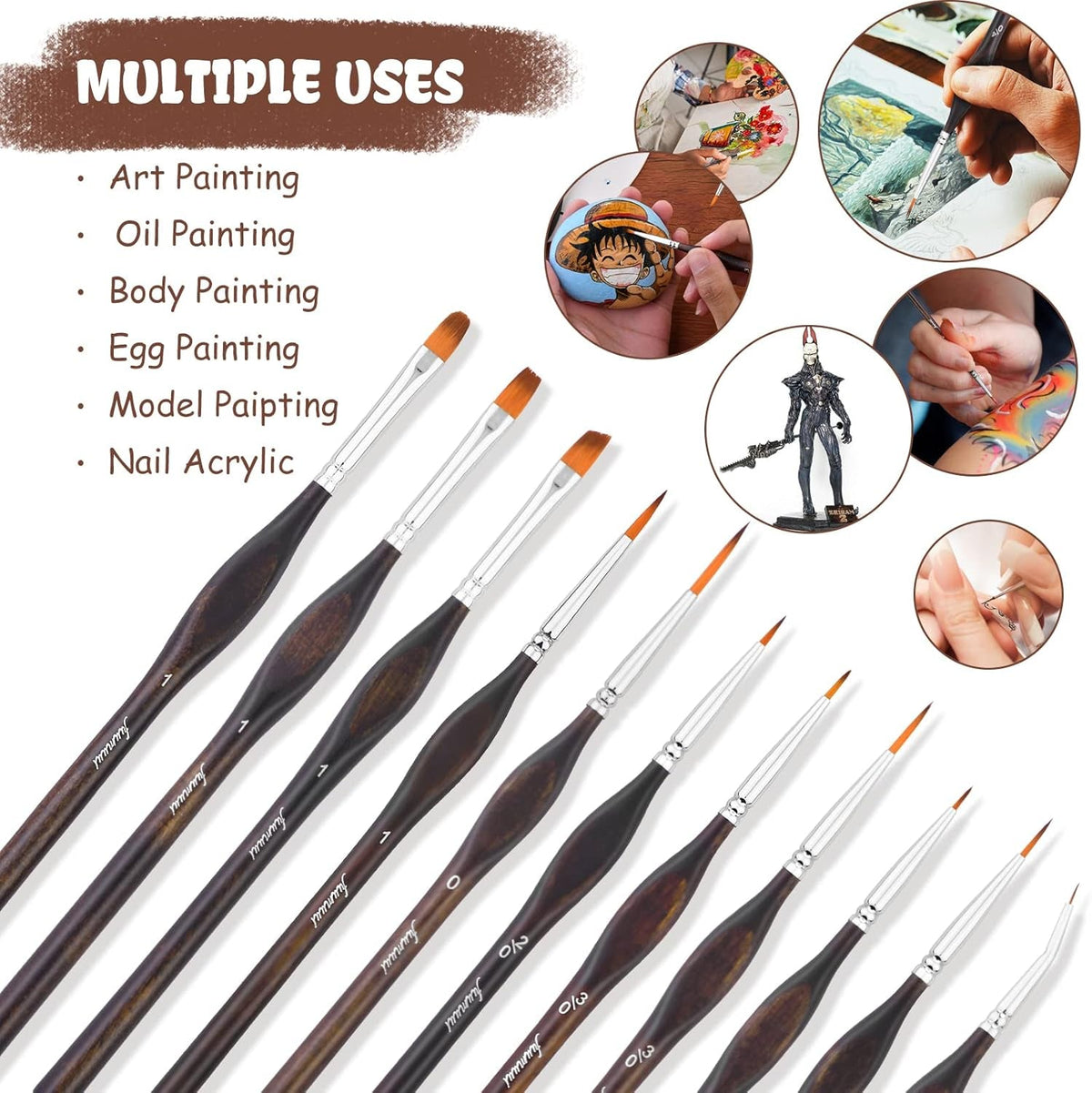 Detail Paint Brush Set-11Pcs Fine Paint Brushes,Miniature Micro Paint Brushes for Miniature Figure,Model Painting,Fine Detailing,Art Painting