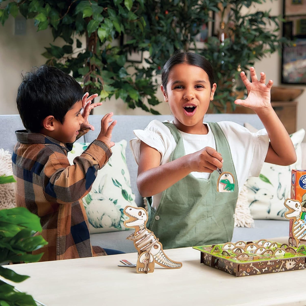 Dinosaur Dig Game - Matching and Memory Board Games for 4 Year Olds - Educational Dinosaur Toys for Boys and Girls - Build a 3D Dino - for Kids Age 4-8 - 2-4 Players