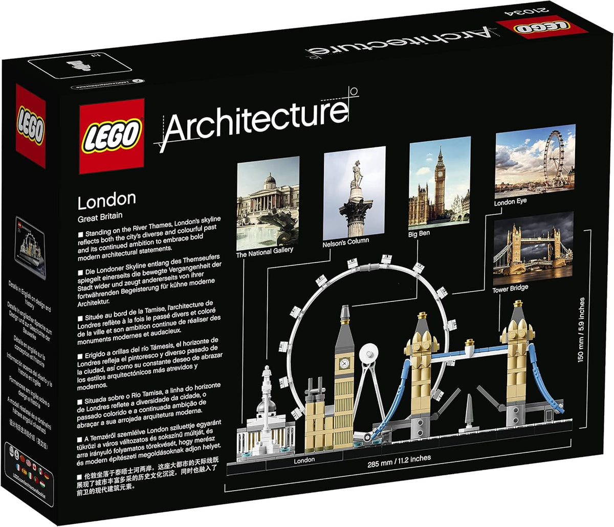 Architecture Skyline Model Building Set, Model Kit Featuring London Eye, Big Ben, Tower Bridge, Office Home Décor, Collectible Gift Idea for Men, Women and Teens 21034