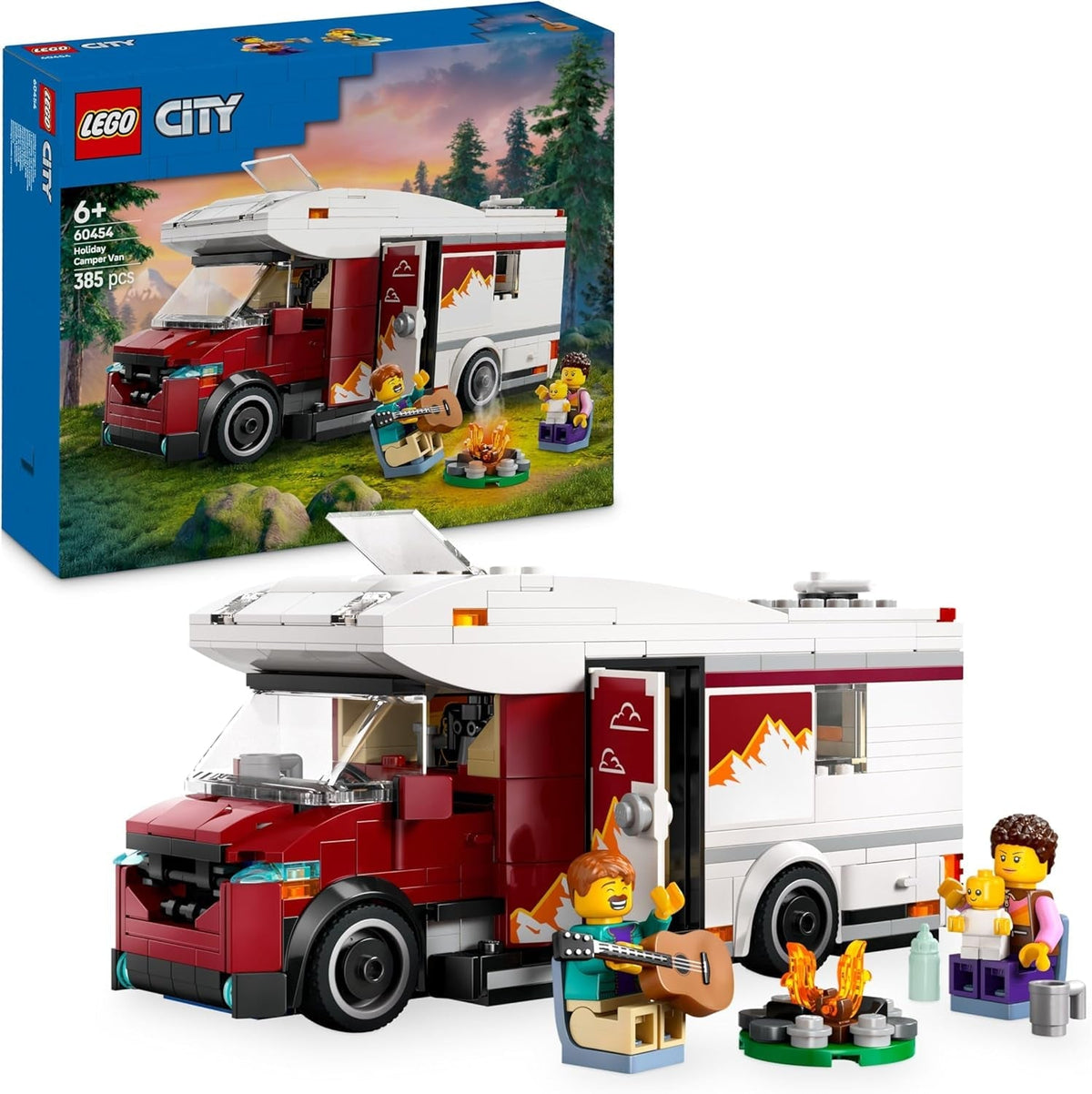 City Holiday Adventure Camper Van Toy - Creative Building Toys for 6+ Year Old Boys & Girls - Includes 3 Minifigures & Accessories - Gift Ideas for Birthdays & Holidays - 60454