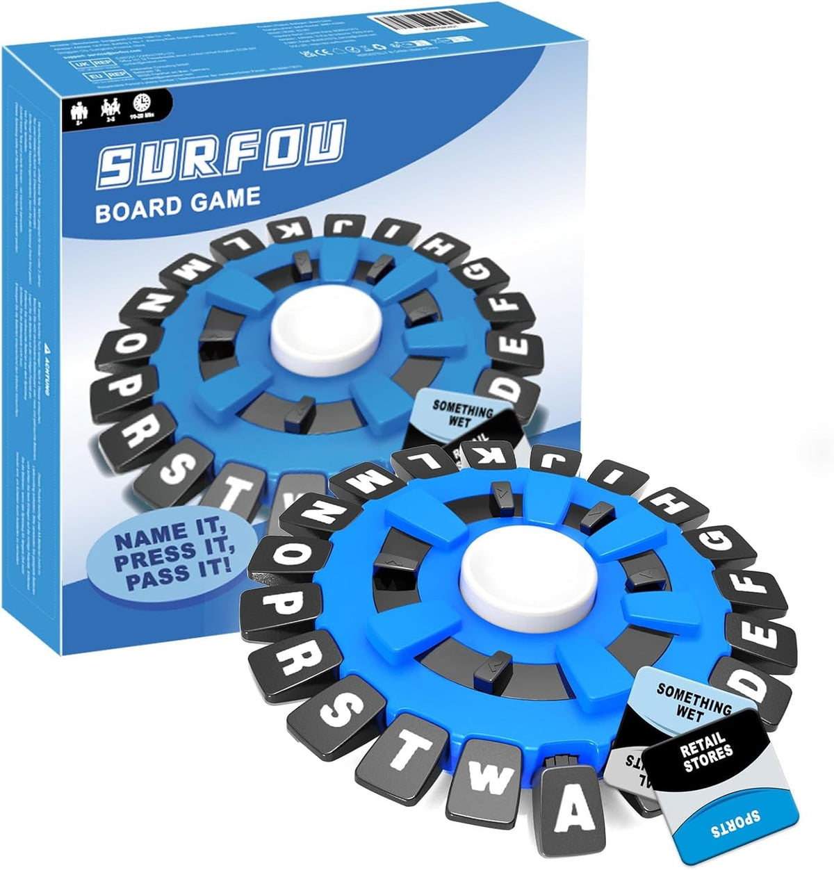 Words Game UK, Quick Word Think Alphabet Letters Games with Timer Stop for Family Party, Letter Pressing Categories Fast Boardgame for Adults Kids (Package May Vary)