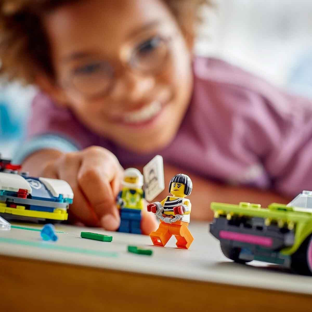 City Police Car and Muscle Car Chase, Racing Vehicle Toys for 6 plus Year Old Boys & Girls, Fun Gift for Kids Who Love Pretend Play, Includes Officer and Crook Minifigures 60415
