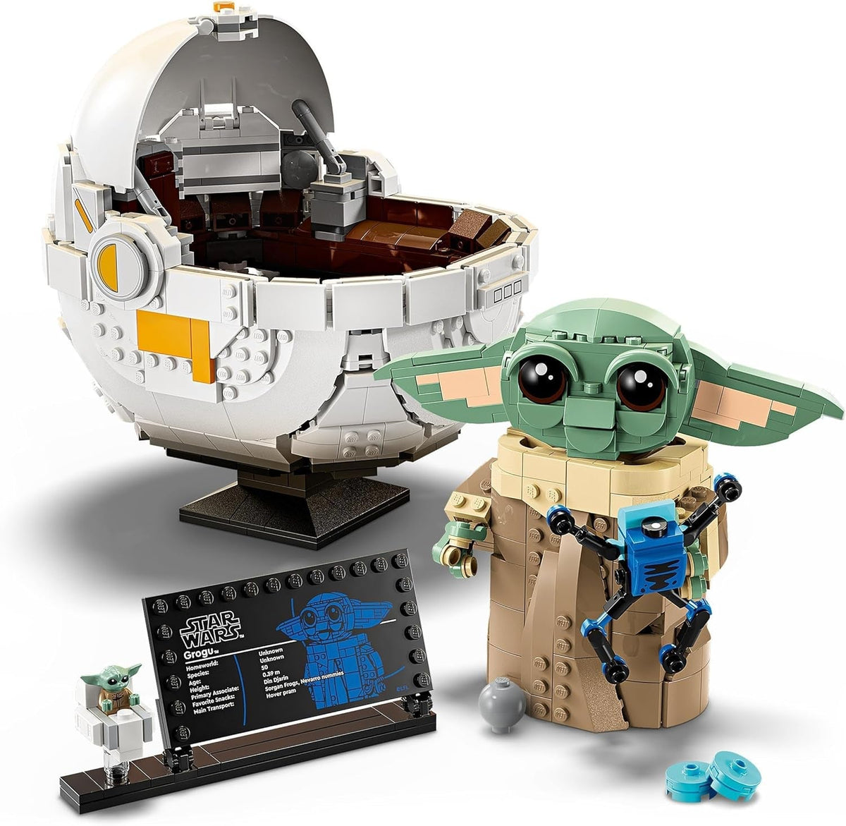 Star Wars 75403 Grogu with Hover Pram Building Toy Set, Collectible Character Figure for the Mandalorian TV Show Fans, Display Gift Idea for 10+ Year Old Boys & Girls