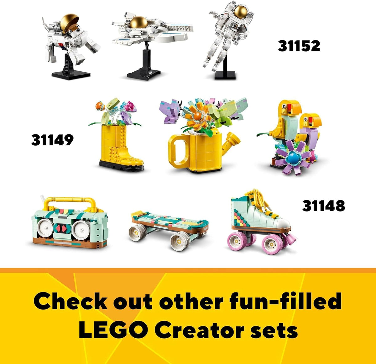 Creator 3In1 Wild Safari Animals, Giraffe Toy to Gazelle Figures to Lion Model, Set for Kids, Girls & Boys Aged 9 Plus, Includes Flamingo and Butterfly, Nature Gifts for Imaginative Play 31150