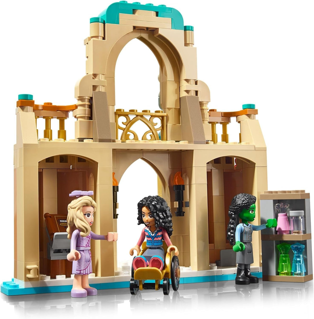 Wicked Glinda, Elphaba & Nessarose at Shiz University Building Set with Sailing Boat Toy and 3 Mini-Doll Figures, Movie Gift for 7 plus Year Old Girls & Boys Who Love Doll’S House Playsets 75681