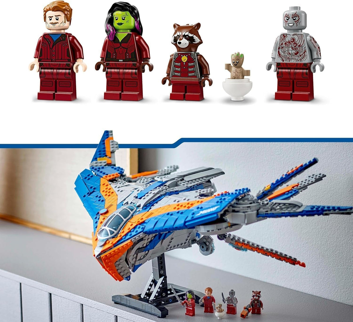 Marvel Guardians of the Galaxy: the Milano Buildable Spaceship Toy, Set with 4 Super-Hero Minifigures Including Rocket, plus a Baby Groot Figure, Avengers Gift for Boys, Girls and Teens 76286