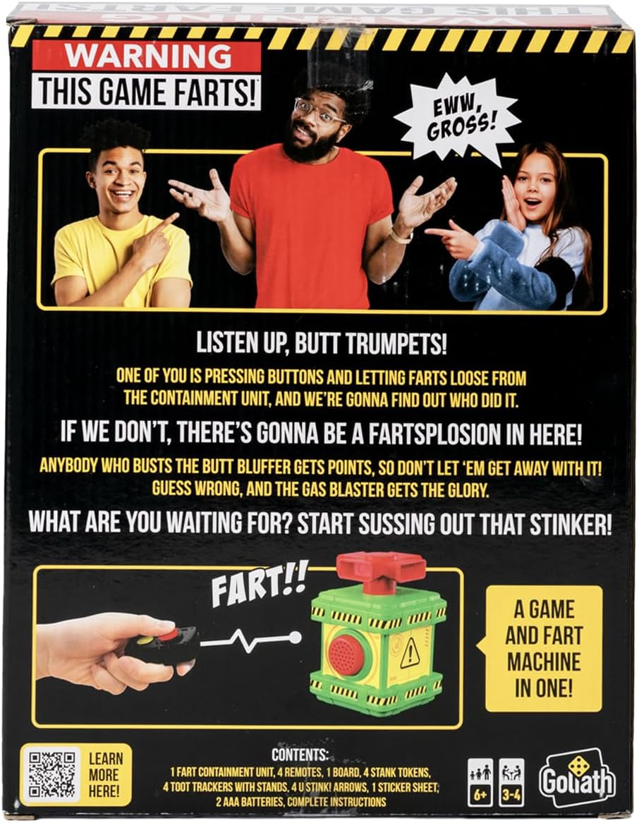 Games: Warning: This Game Farts | Sniff Out the Stinker to Win! | for 3-4 Players | for Ages 6 +, Black