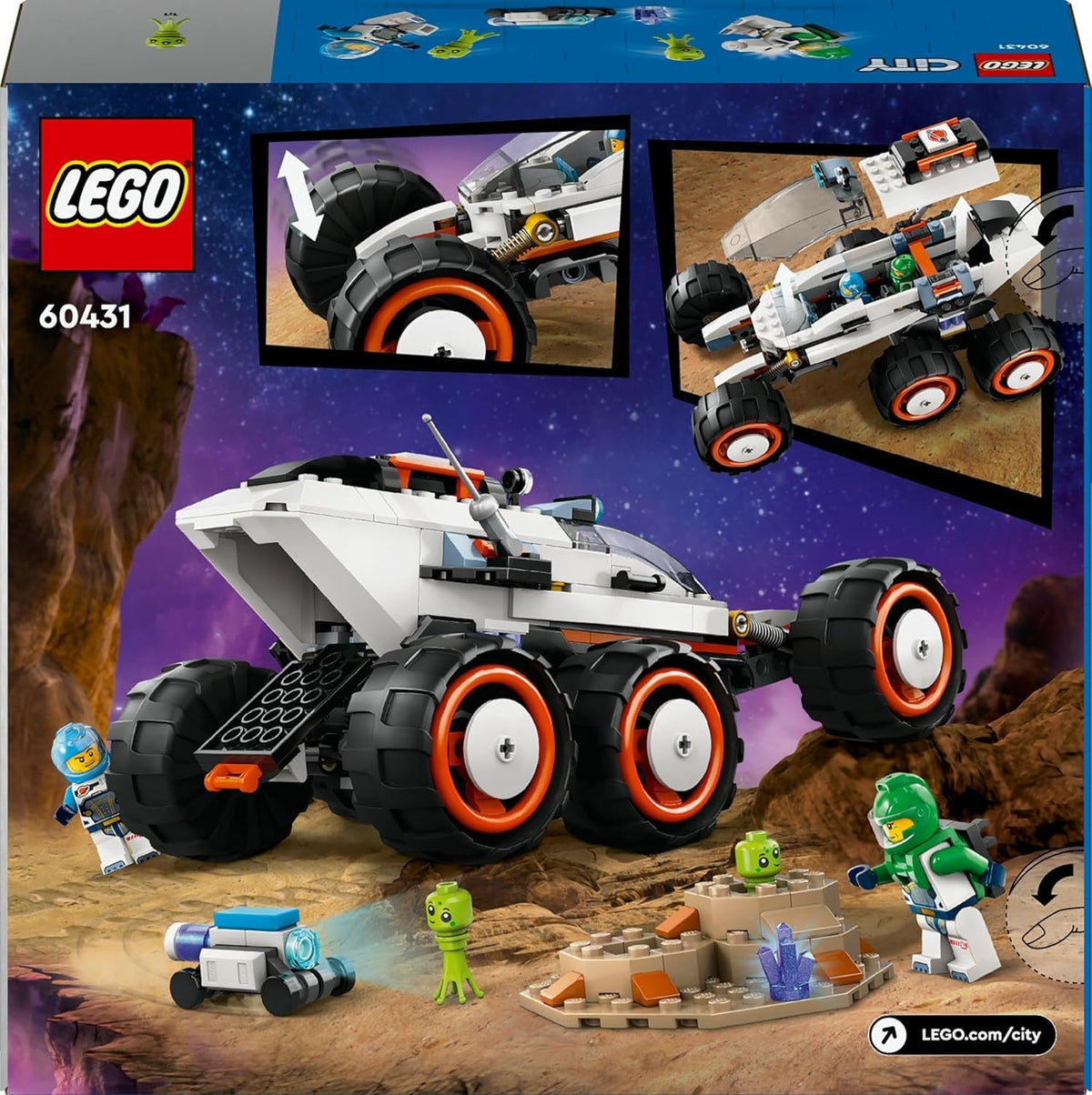 City Space Explorer Rover and Alien Life Building Toys Set for 6 plus Year Old Boys, Girls & Kids with Astronaut Minifigures, Toy Robot and Alien Figures for Imaginative Play, Birthday Gift 60431