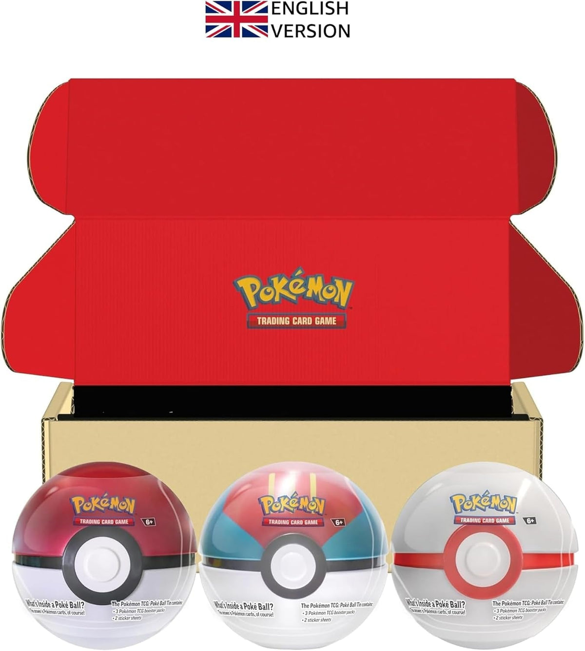 TCG: Poké Ball Tin Bundle - Poké Ball, Lure Ball & Premier Ball (9  TCG Booster Packs, 7 Sticker Sheets)