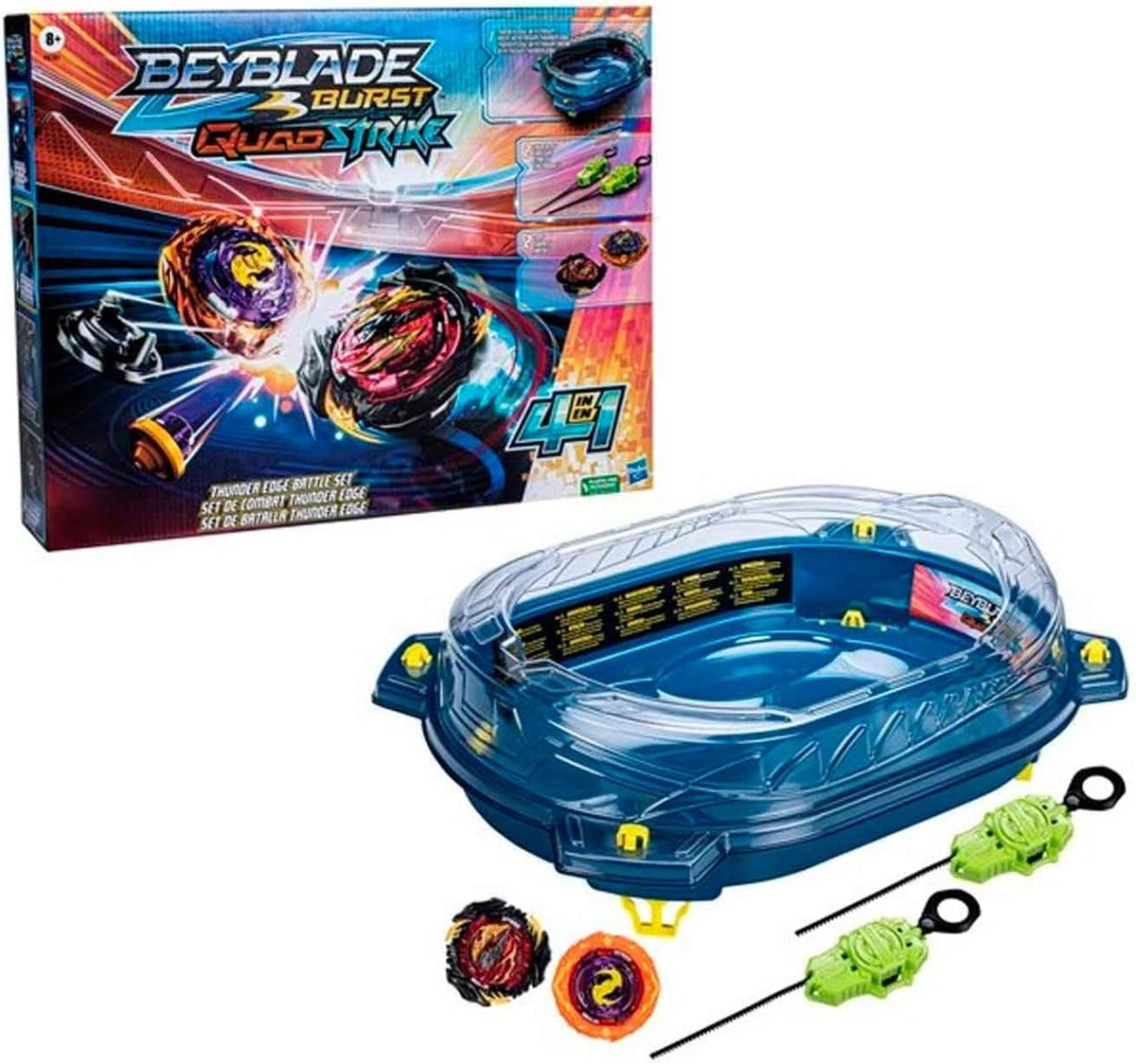 Beyblade Burst Quadstrike Thunder Edge Battle Set with Beystadium, 2 Spin Top Toys and 2 Launchers for Ages 8 and Up