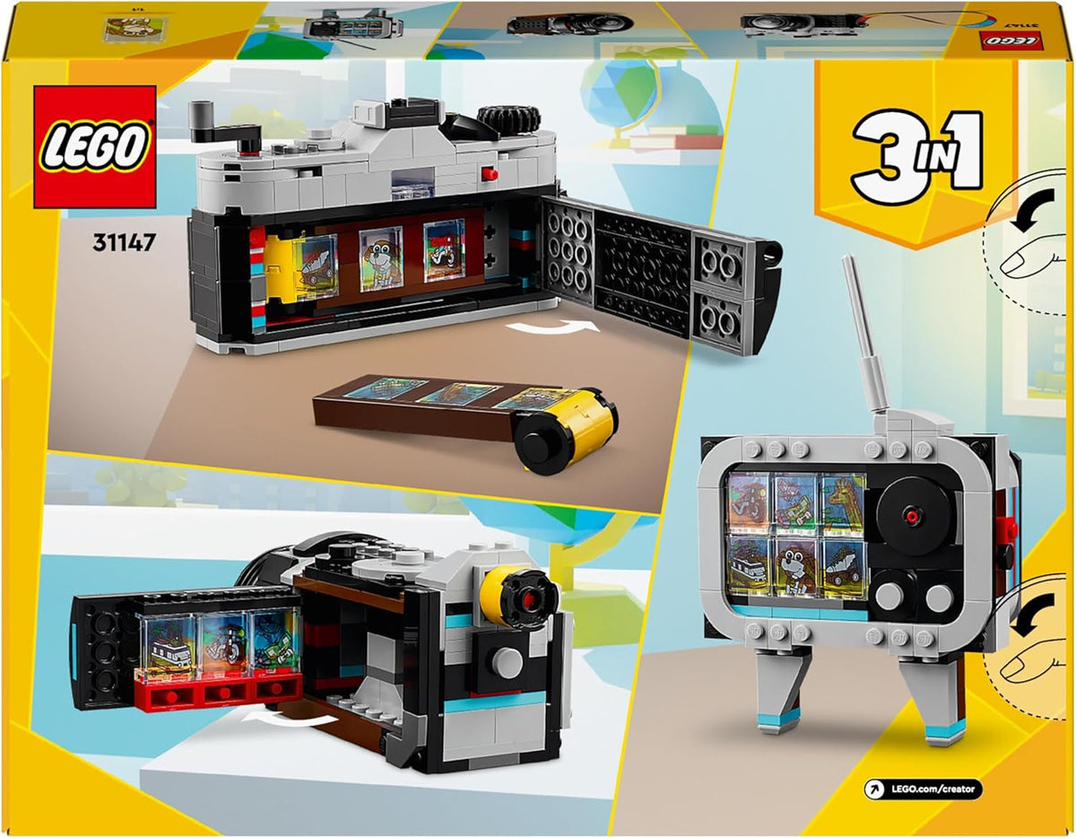 Creator 3In1 Retro Camera Toy to Video Camera to TV Set, Kids' Desk Decoration or Bedroom Accessories, Photography Gifts for Girls and Boys Aged 8 plus Years Old Who Enjoy Creative Play 31147