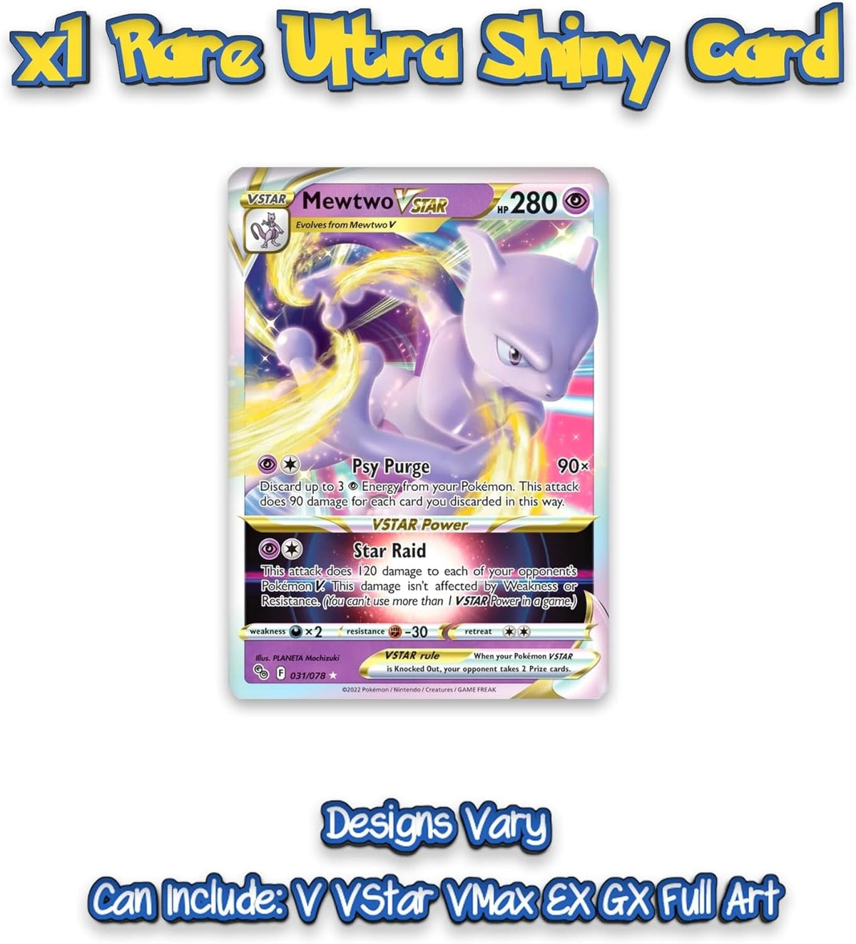 Ultimate Shiny Card Mini Tin Bundle - 50 Random Cards Guaranteed 10 Holos + 1 Rare Shiny Card + 1 Coin plus  Card Compatible with Pokemon TCG