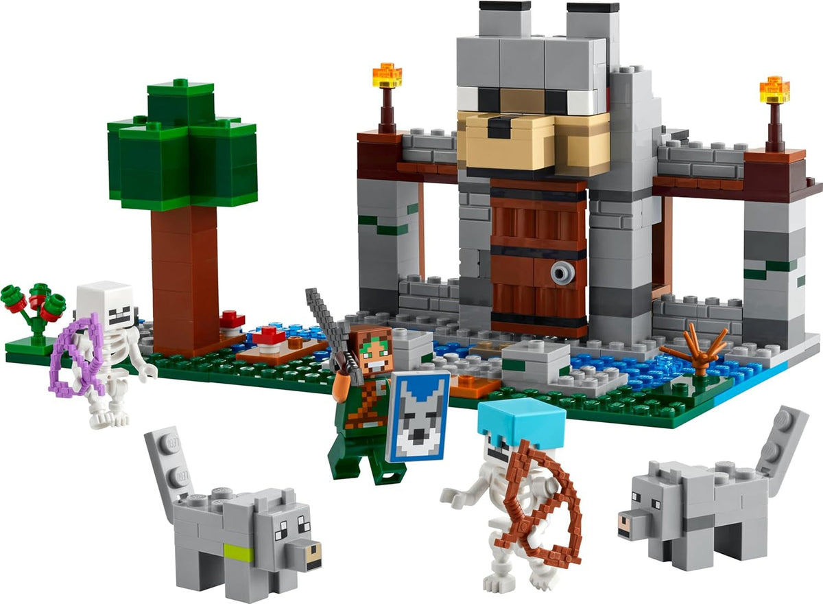 Minecraft the Wolf Stronghold Fortress Set, Building Toy for 8 plus Year Old Boys & Girls, Incudes Crafting Table, 2 Skeleton and Wolf Figures for Castle Action, Birthday Gift for Kids 21261