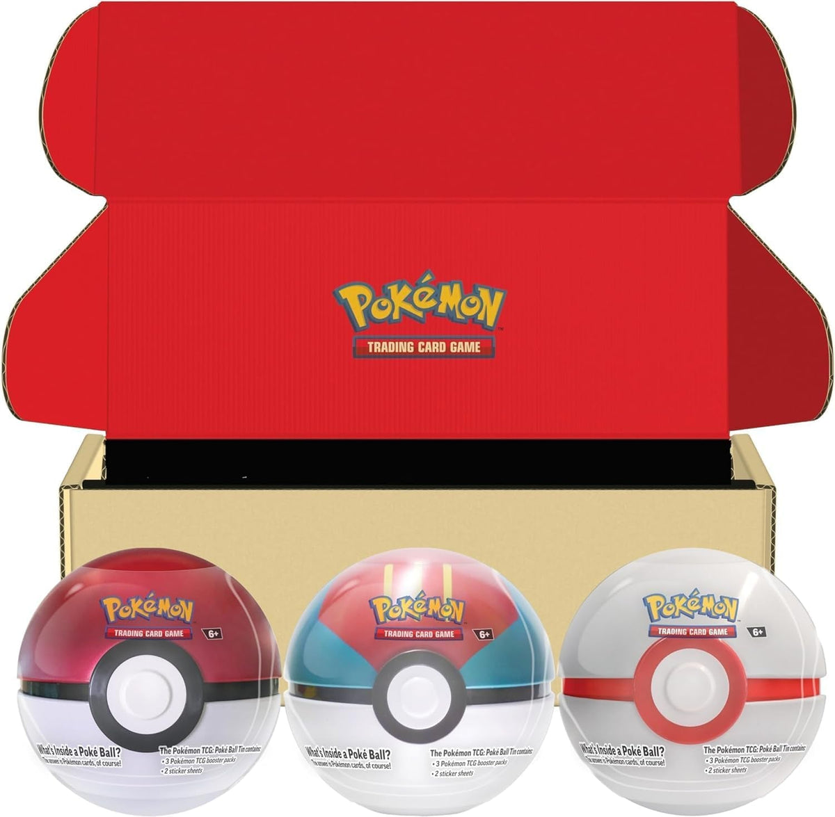 TCG: Poké Ball Tin Bundle - Poké Ball, Lure Ball & Premier Ball (9  TCG Booster Packs, 7 Sticker Sheets)