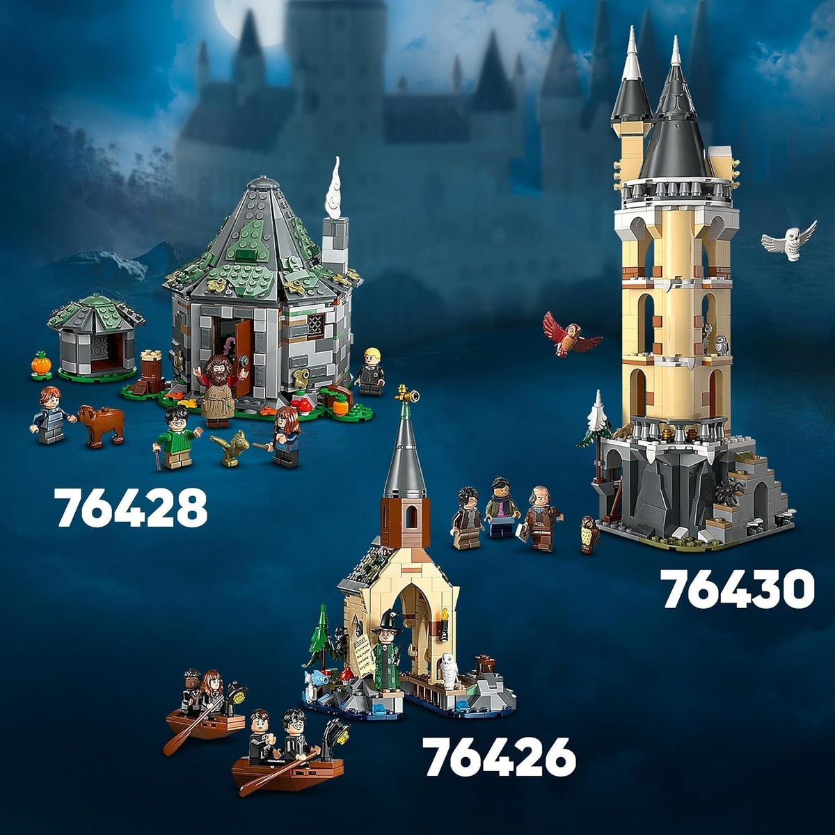 Harry Potter Hogwarts Castle Boathouse Set with 2 Boat Toys for 8 plus Year Old Kids, Girls & Boys, Includes 5 Character Minifigures and Hedwig the Owl Figure, Wizarding World Gift Idea 76426