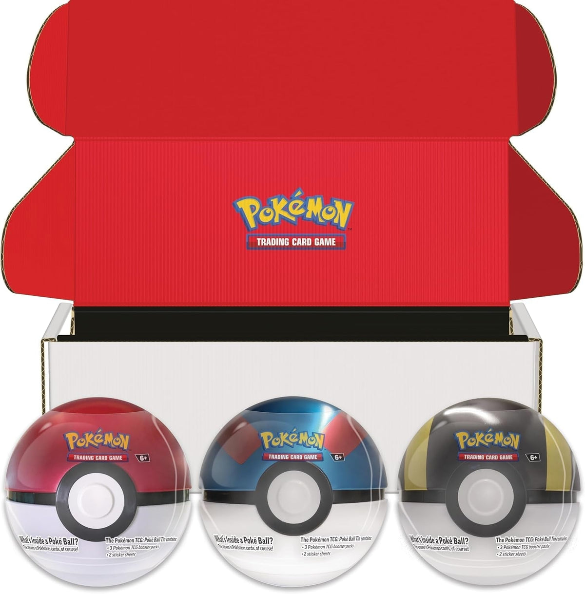 TCG: Poké Ball Tin Bundle 2024 Version—Poké Ball, Great Ball & Ultra Ball (9  TCG Booster Packs & 7 Sticker Sheets)