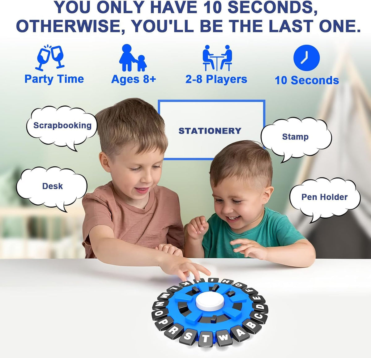 Words Game UK, Quick Word Think Alphabet Letters Games with Timer Stop for Family Party, Letter Pressing Categories Fast Boardgame for Adults Kids (Package May Vary)