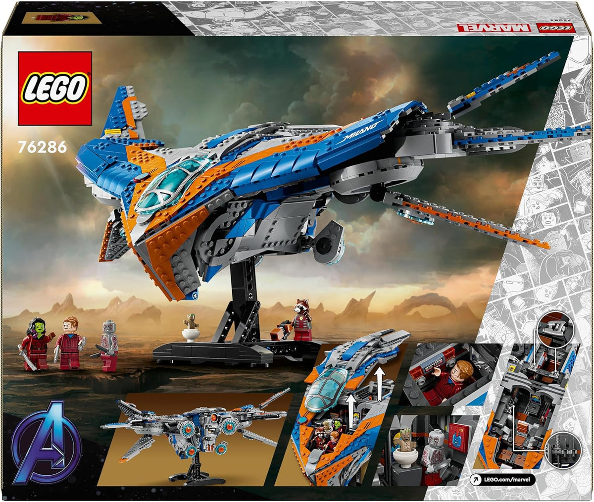 Marvel Guardians of the Galaxy: the Milano Buildable Spaceship Toy, Set with 4 Super-Hero Minifigures Including Rocket, plus a Baby Groot Figure, Avengers Gift for Boys, Girls and Teens 76286