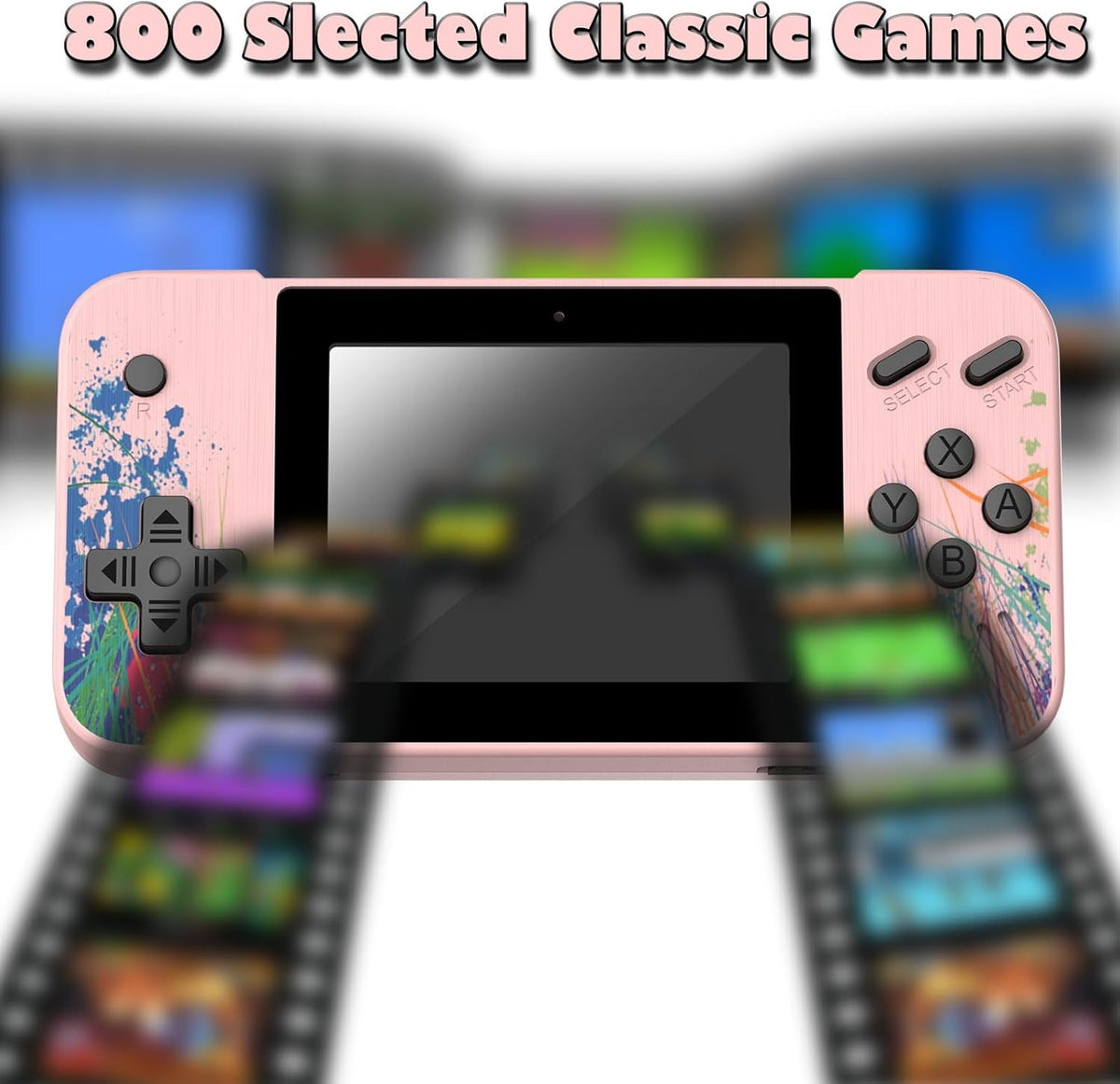 Handheld Game Console,800 Classic Games 3.5-Inch IPS Screen, Mini Retro Game Console 1200Mah Rechargeable Battery Supports 2 Players Connected TV, Portable Game Console Gifts for Adults Kids