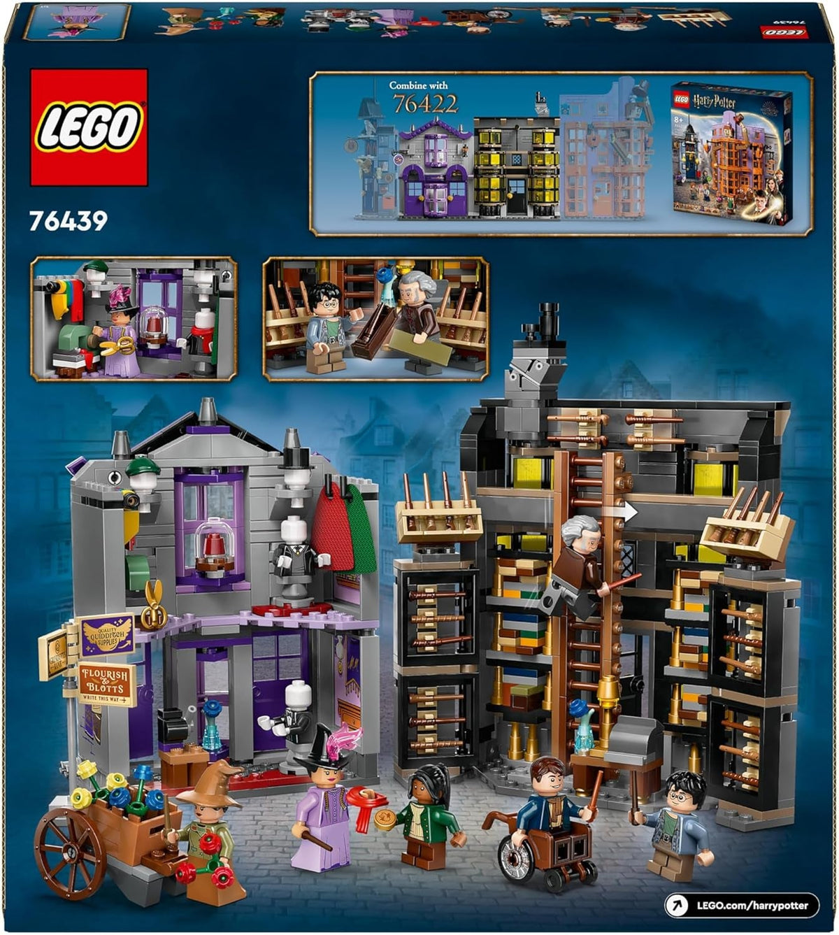 Harry Potter Ollivanders & Madam Malkin'S Robes Set, Collectible Diagon Alley Wand and Clothes Shop Toys for 8 plus Year Old Kids, Girls & Boys, with 6 Minifigures, Wizarding World Gifts 76439