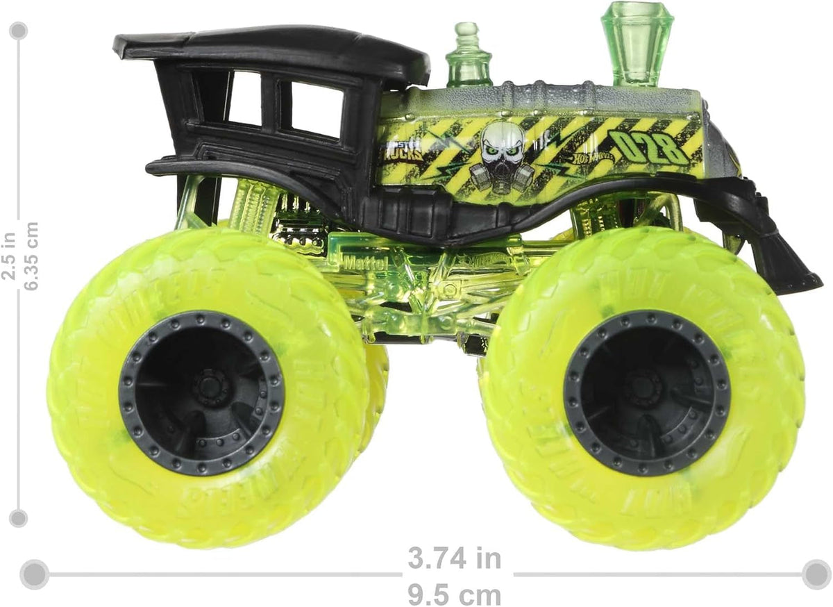 Monster Trucks Set, 1 Toy Truck in 1:64 Scale & 1 Crushable Car, Vehicle Play for Kids & Collectors (Styles May Vary), FYJ44