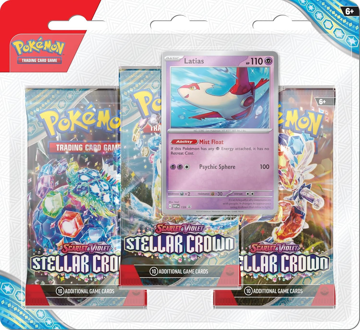 TCG: Scarlet & Violet—Stellar Crown 3-Pack Blister - Latias (3 Booster Packs & Foil Promo Card)