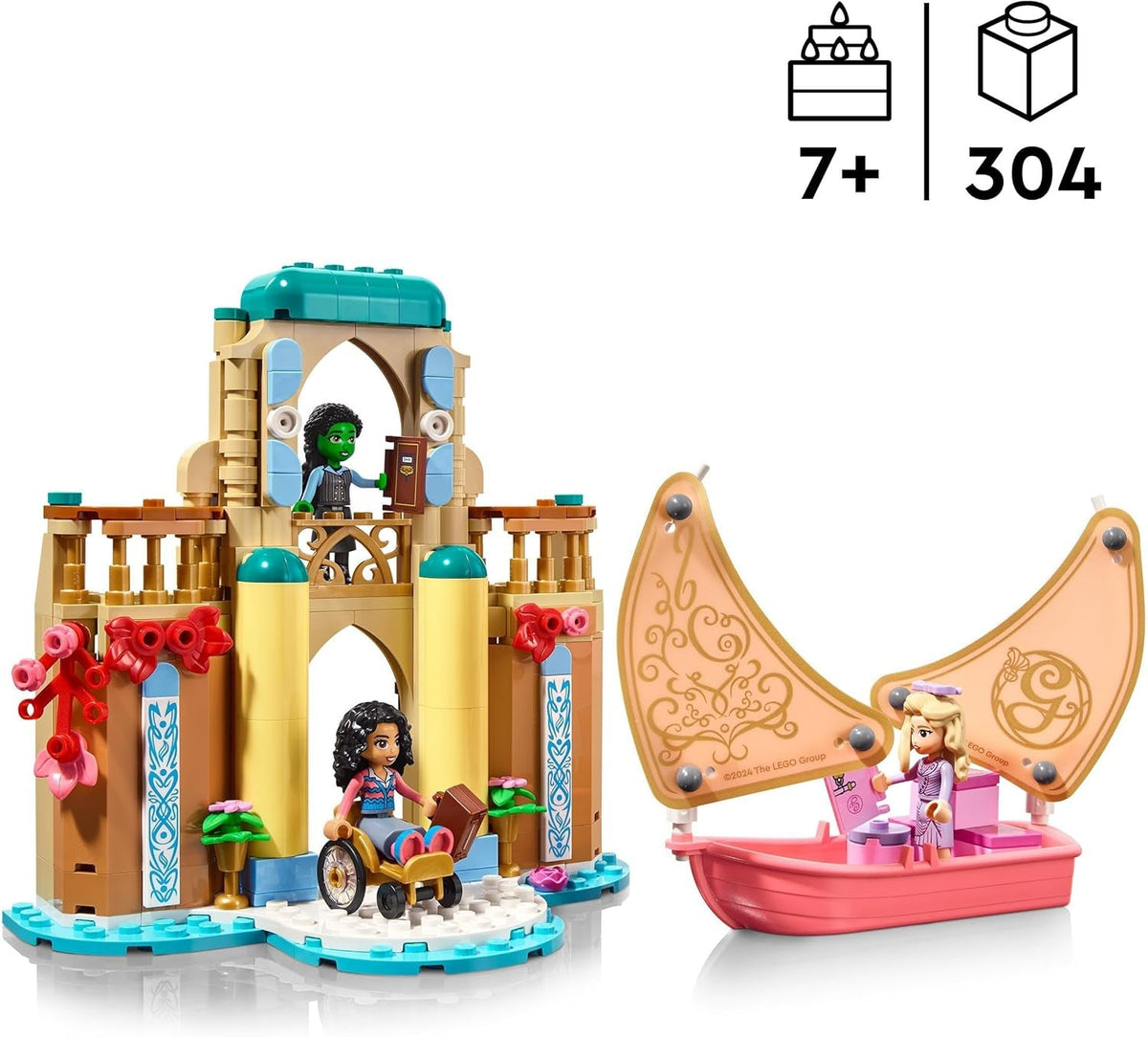 Wicked Glinda, Elphaba & Nessarose at Shiz University Building Set with Sailing Boat Toy and 3 Mini-Doll Figures, Movie Gift for 7 plus Year Old Girls & Boys Who Love Doll’S House Playsets 75681