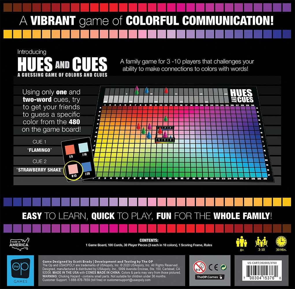 | Hues and Cues | Guessing Board Game | Ages 8+ | 3-10 Players | 30 Minutes Playing Time