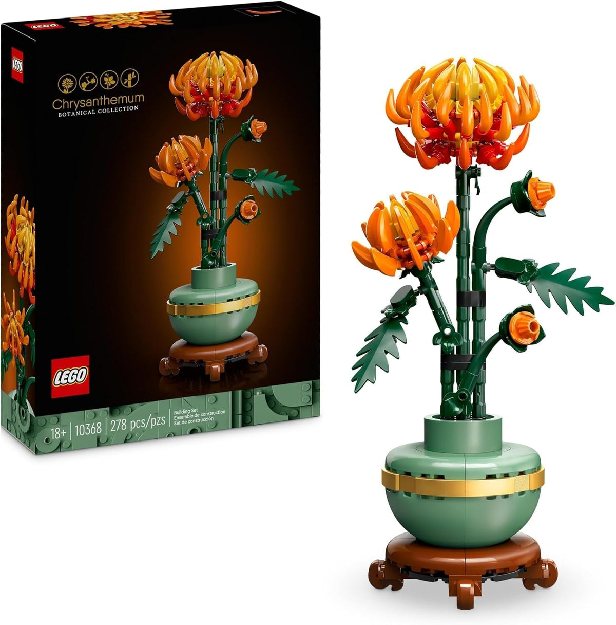 Botanicals Chrysanthemum Artificial Flower Building Set - Creative Model Kit for Adults to Build - Gifts for Valentine'S Day for Him or Her - Home Office Decor from Botanical Collection - 10368