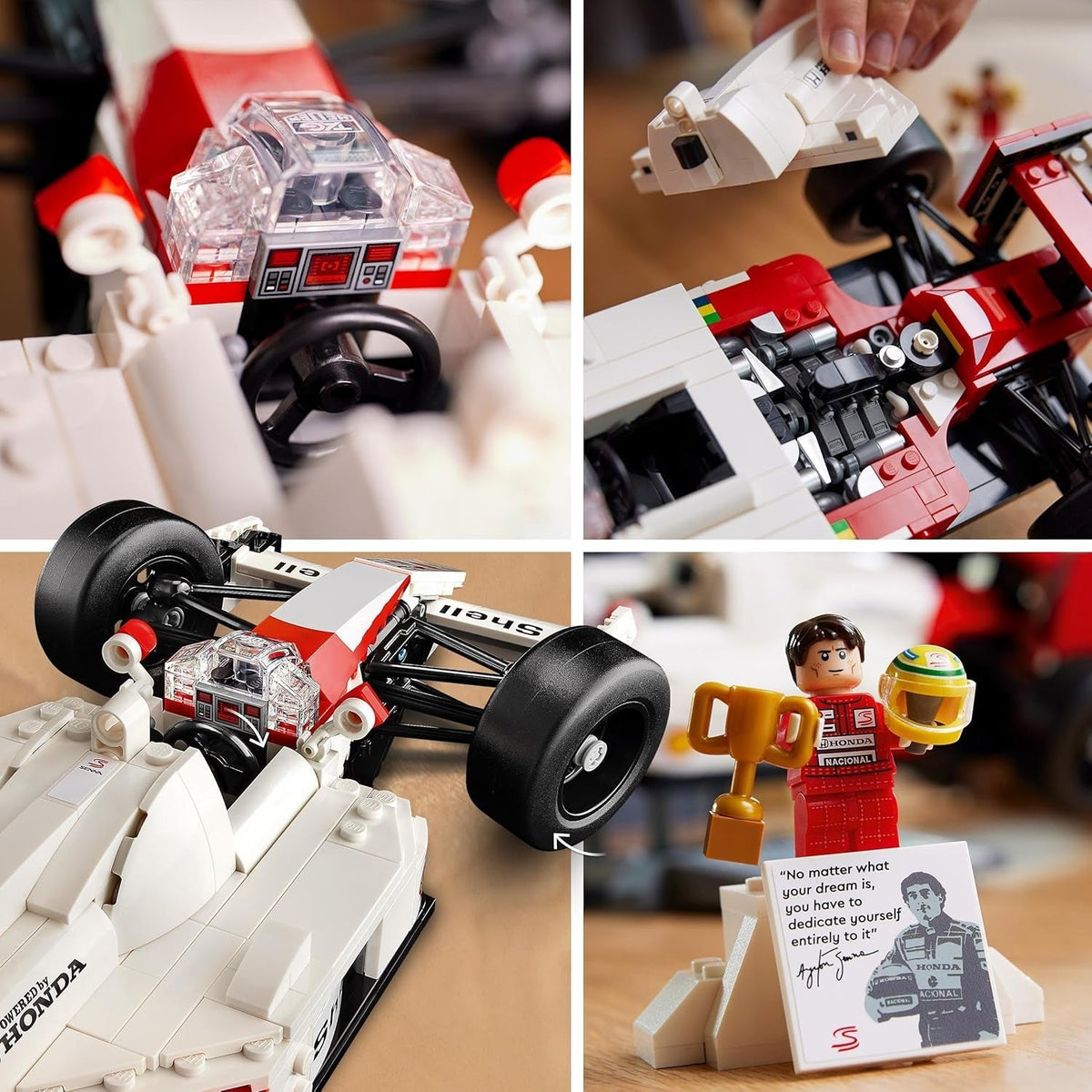 Icons Mclaren MP4/4 & Ayrton Senna Vehicle Set, F1 Race Car Model Kit for Adults to Build with Race Driver Minifigure, Home or Office Desk Décor, Formula One Birthday Gifts for Men & Women 10330