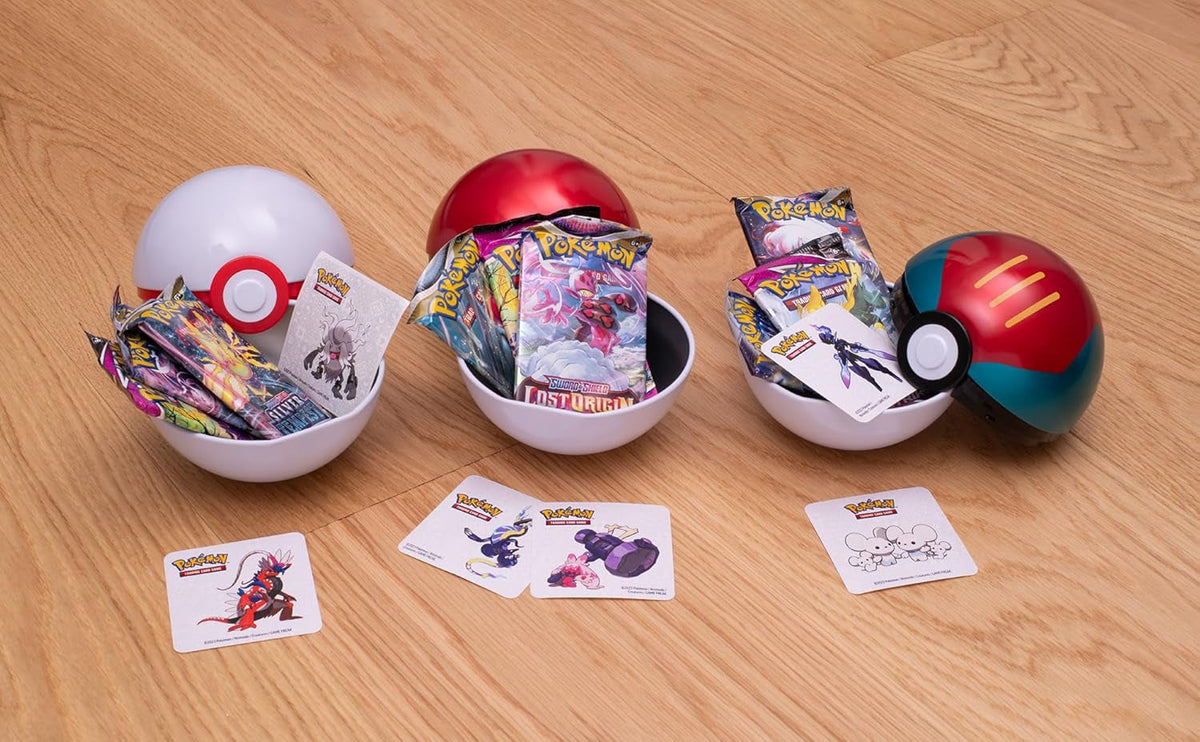 TCG: Poké Ball Tin Bundle - Poké Ball, Lure Ball & Premier Ball (9  TCG Booster Packs, 7 Sticker Sheets)