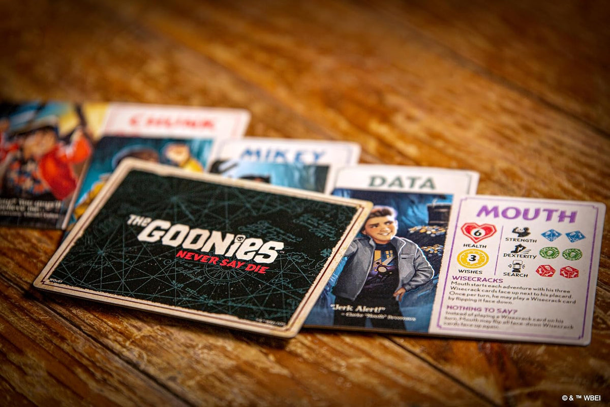 : the Goonies - Never Say Die | Classic Role Playing Strategy Board Game | Includes 8 Miniature Characters | for 2-5 Players Ages 12+
