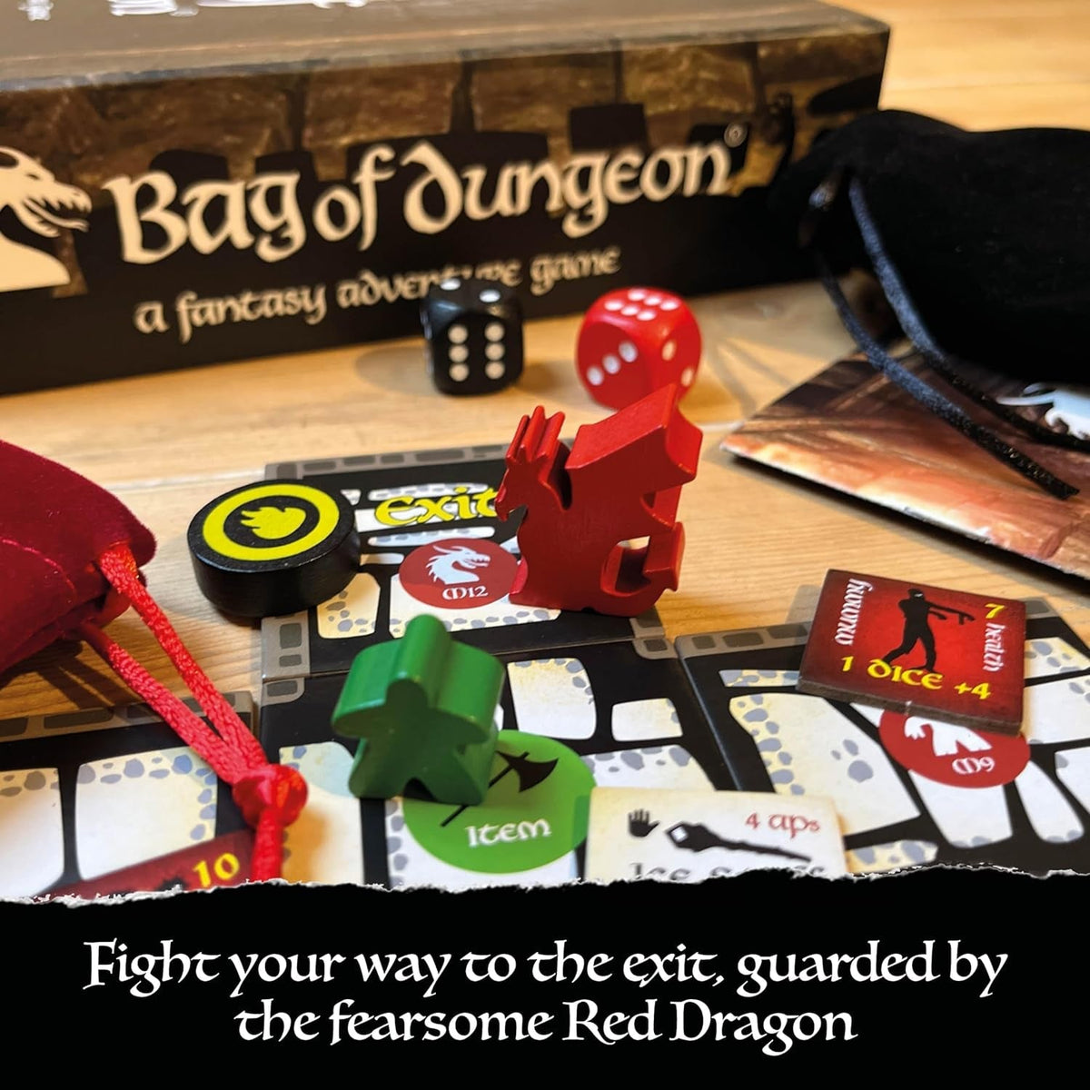 Bag of Dungeon - a Popular Fantasy Crawler Adventure Board Game | Enter the Dragon'S Lair | 1-4 Players | Age 7+ | Simple-To-Play | Family Games | Tabletop RPG | Classic Dnd Style Gaming | 3Rd Edition