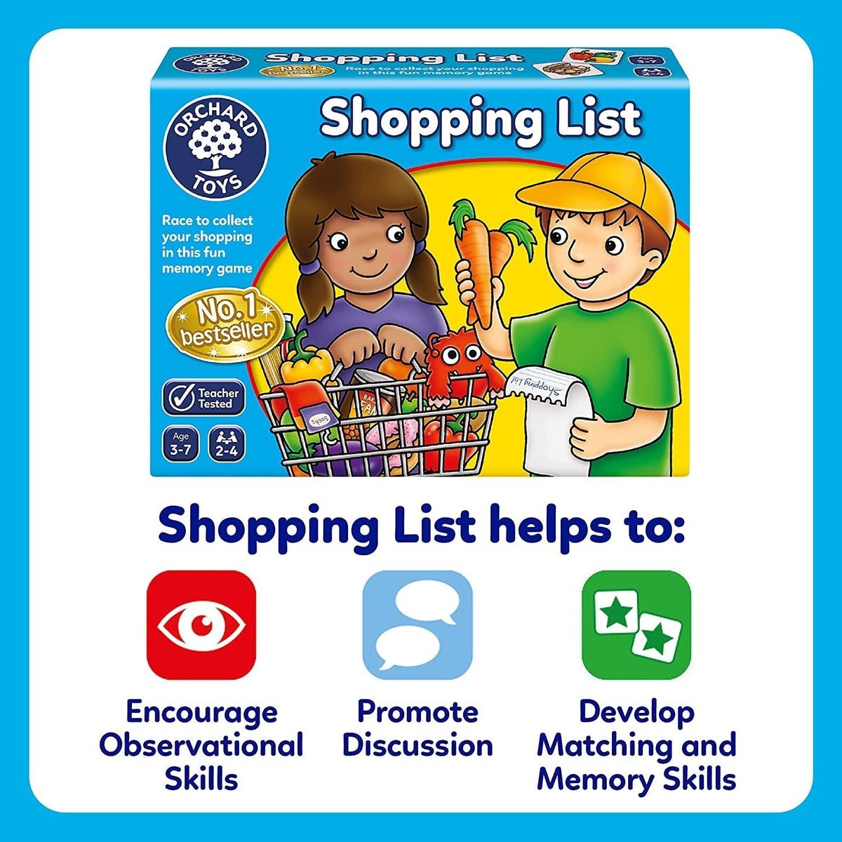 Shopping List Memory Game - Matching and Memory Games for 3 Year Olds and up - Kids Educational Toys and Learning Games - Children and Toddler Board Games Ages 3 to 7-2 to 4 Players
