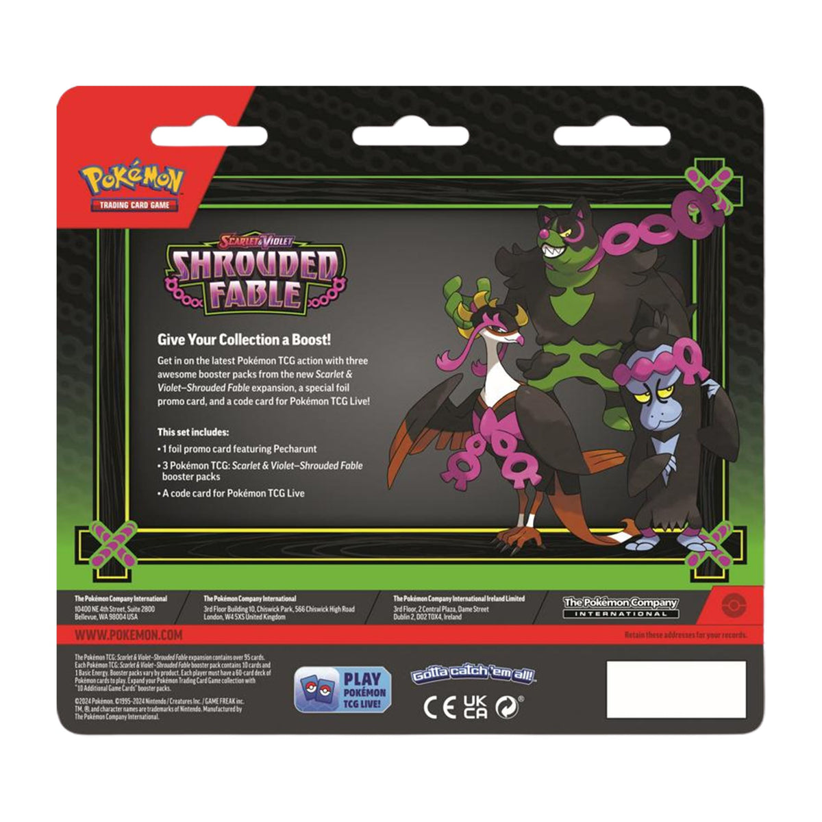 Pokemon TCG Scarlet & Violet Shrouded Fable 3-Pack Blister Pecharunt