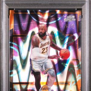 Basketball Topps Lebron James 2025-26 Topps Chrome Cosmic Geocentric Orange Raywave #'D 15/25 PSA 9