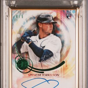 Baseball Bowman Spencer Torkelson 2022 Bowman Transcendent Emerald Autograph Rookie Card #'D 4/5 PSA 9