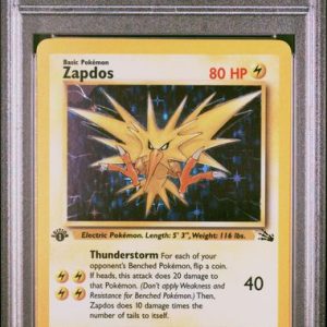 Pokémon Zapdos 1999 Pokemon Fossil 1st Edition Holo PSA 9
