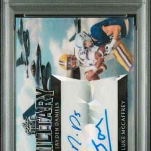 Sports Jayden Daniels/Luke Mccaffrey 2024 Leaf Exotic Military Air Force Dual Autograph #'D 1/3 PSA 8 Auto 10