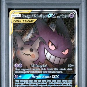 Pokémon Gengar & Mimikyu GX Full-Art 2019 Pokemon Team Up #165/181 PSA 8