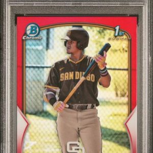 Baseball Bowman Daniel Montesino 2023 Bowman Chrome Prospect Red Refractor #'D 1/5 PSA 9