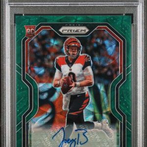Sports Panini Joe Burrow 2020 Panini Prizm Autograph Green Scope #'D 71/75 PSA 9