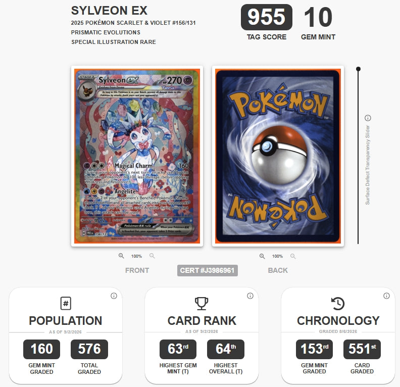 Pokémon Sylveon EX Pokemon Prismatic Evolutions Special Illustration Rare #156/131 Tag 10