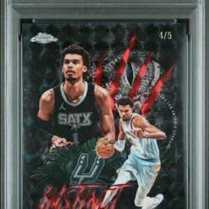 Basketball Topps Victor Wembanyama 2025 Topps Chrome Instinct Red Geometric #'D 4/5 PSA 7