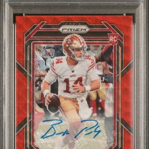 Sports Panini Brock Purdy 2022 Panini Prizm Red Wave Auto #'D 010/149 PSA 10 Auto 10