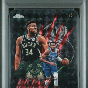 Basketball Topps Giannis Antetokounmpo 2025 Topps Chrome Instinct Red Geometric #'D 1/5 PSA 9