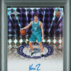 Basketball Topps Kon Knueppel 2025 Topps Chrome Autograph Issue Rookie Purple Geometric #'D 12/75 PSA 9