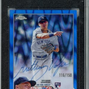 Baseball Topps Anthony Volpe 2023 Topps Chrome Rookie Autograph Blue Raywave #'D 116/150 SGC 9 / Auto 10