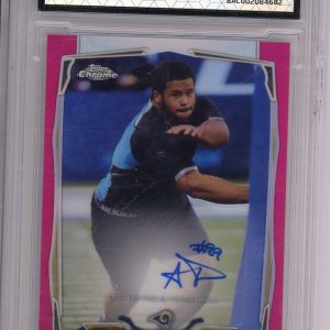Sports Topps Aaron Donald 2014 Topps Chrome Rookie Autograph Pink Refractor #'D 57/75 Arena 10 / 10